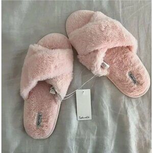 Splendid Crisscross Faux Fur Slippers Women's Size Small Medium New with Tags in